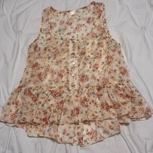 Sheer Floral and Lace Embellished Tank Top